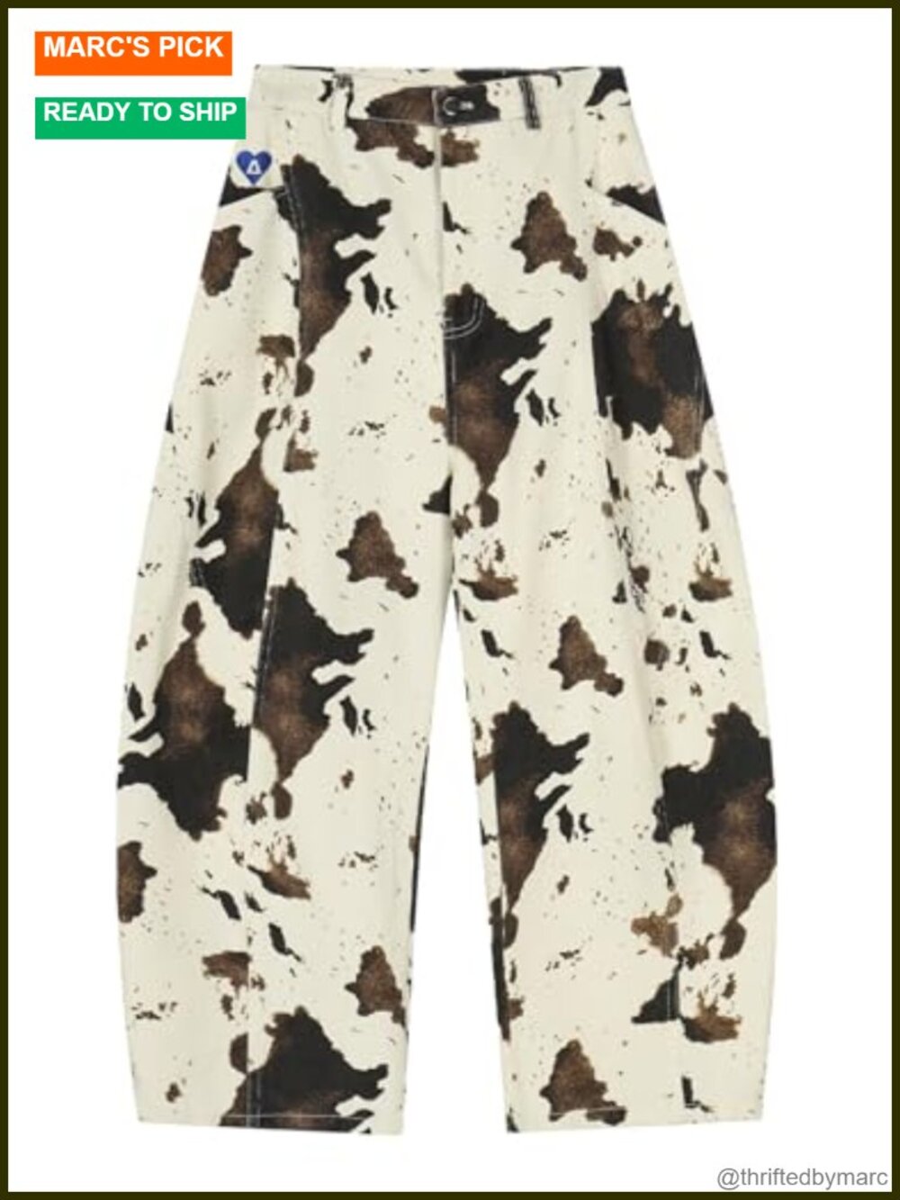 Cow Print Baggy Wide Leg Jeans Y2K Streetwear Denim Pants
